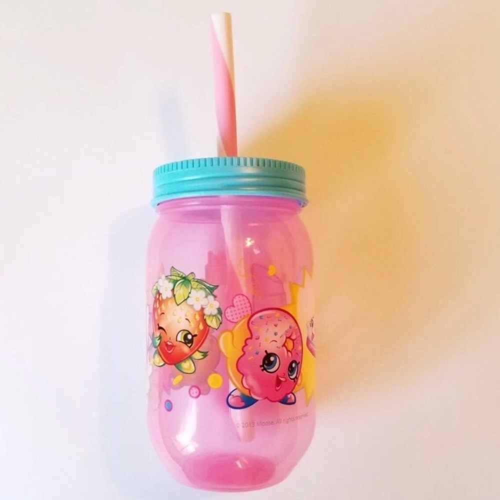 Shopkins Pink Transparent Tumbler with Straw - 18 oz